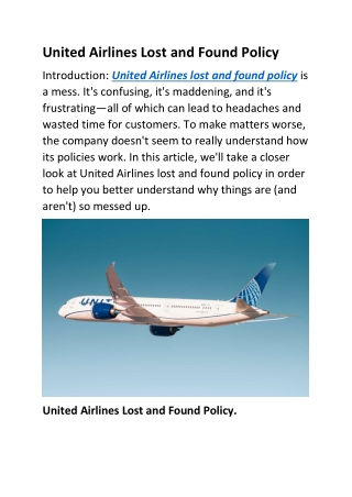 United Airlines Lost and Found Policy