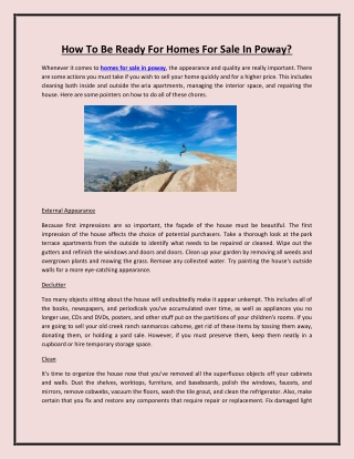 How To Be Ready For Homes For Sale In Poway