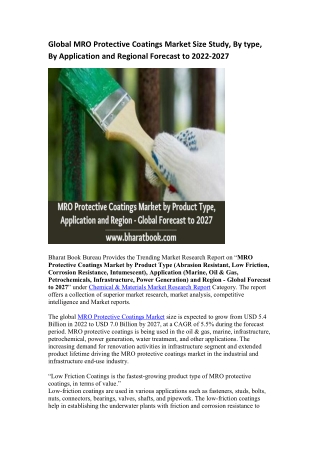 Global MRO Protective Coatings Market Research Report 2022-2027
