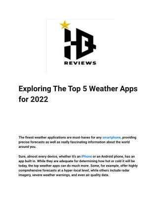 Exploring The Top 5 Weather Apps for 2022