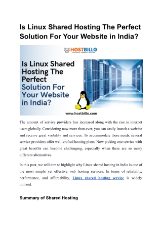 Is Linux Shared Hosting The Perfect Solution For Your Website in India?