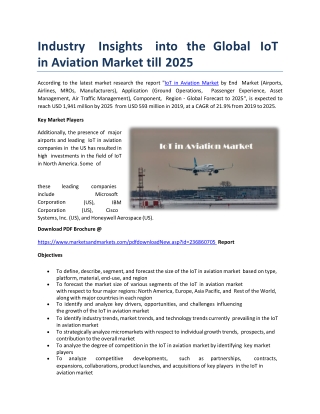 Industry Insights Into The Global IoT in Aviation Market till 2025