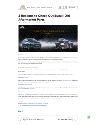 3 Reasons to Check Out Suzuki Xl6 Aftermarket Parts