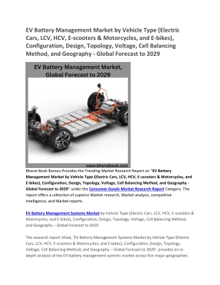 EV Battery Management Market - Global Forecast to 2029