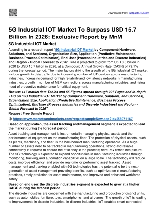 5G Industrial IOT Market Predicted to grow USD 15.7 billion by 2026, Trends