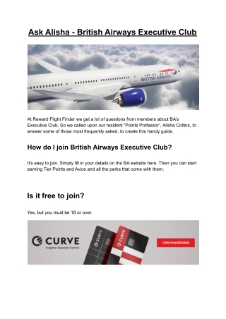 Ask Alisha - British Airways Executive Club