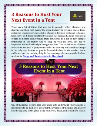 3 Reasons to Host Your Next Event in a Tent