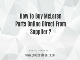 Buy McLaren Parts Online Direct From Supplier | Exotic Auto Parts | UK