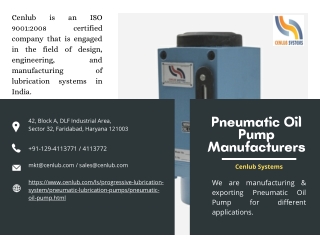 Best Pneumatic Oil Pump Manufacturers in India