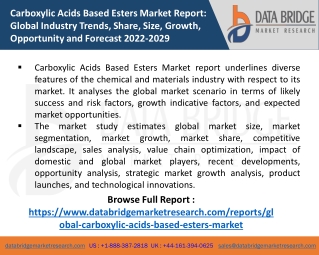 Carboxylic Acids Based Esters Market