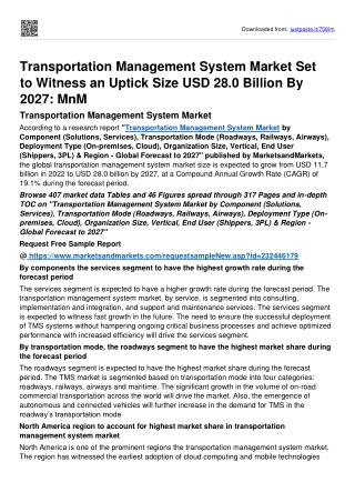 Transportation Management System Market Surge Valuation Of USD 28.0 billion