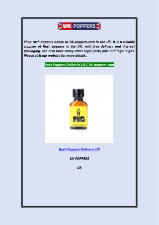 Rush Poppers Online in Uk  Uk-poppers.com