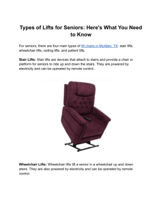 Types of Lifts for Seniors: Here's What You Need to Know