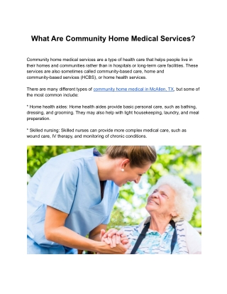 What Are Community Home Medical Services?