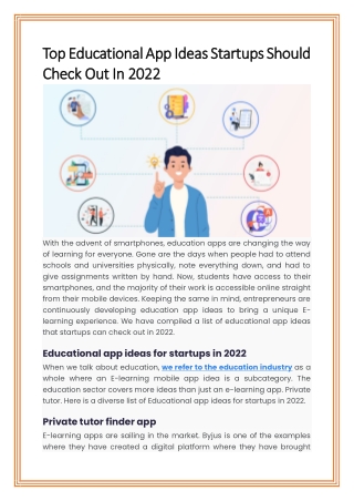 Top Educational App Ideas Startups Should Check Out In 2022