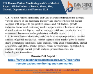 U.S. Remote Patient Monitoring and Care Market Applications, Products, Share