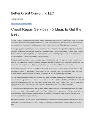 Better Credit Consulting LLC
