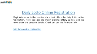 Daily Lotto Online Registration Magiclotto.co.za