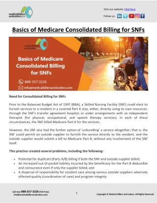 Basics of Medicare Consolidated Billing for SNFs