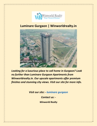 Luminare Gurgaon   Winworldrealty in