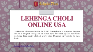 Lehenga Choli Online USA | Ethnicplus.in