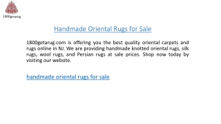 Handmade Oriental Rugs for Sale  1800getarug.com