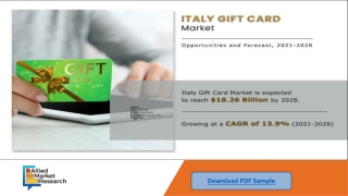 Italy Gift Cards Market Is Expected to Reach $18.26 Billion By 2028