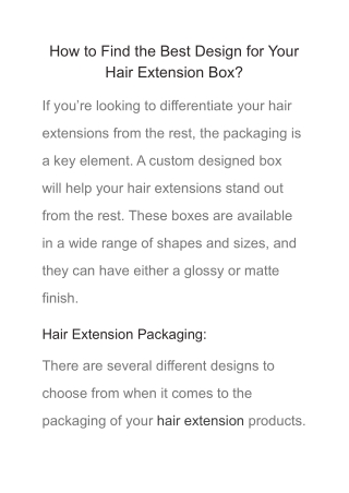 How to Find the Best Design for Your Hair Extension Box