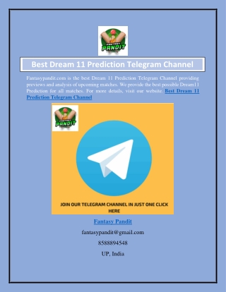 Best Dream 11 Prediction Telegram Channel Fantasypandit