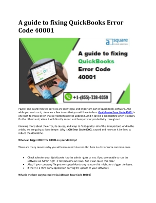 A guide to fixing QuickBooks Error Code 40001