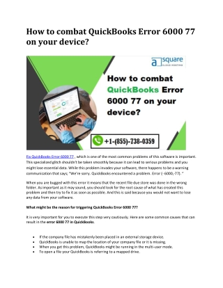 How to combat QuickBooks Error 6000 77 on your device