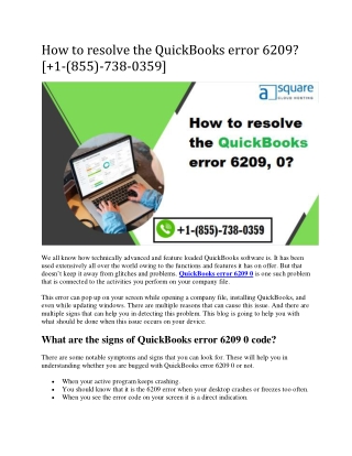 How to resolve the QuickBooks error 6209,0?