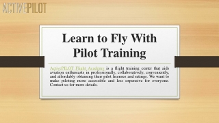 Learn to Fly With Pilot Training