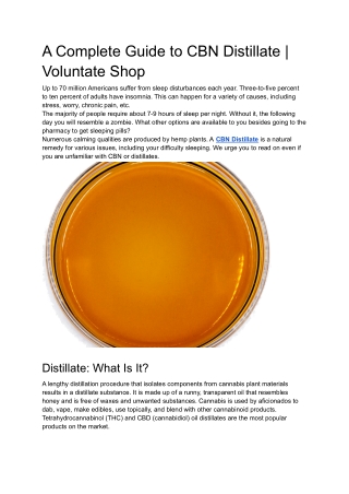 A Complete Guide to CBN Distillate | Voluntate Shop