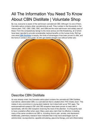 All The Information You Need To Know About CBN Distillate | Voluntate Shop