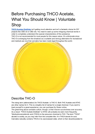 Before Purchasing THCO Acetate, What You Should Know | Voluntate Shop