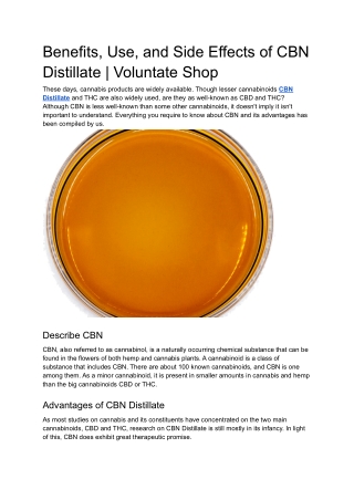 Benefits, Use, and Side Effects of CBN Distillate | Voluntate Shop