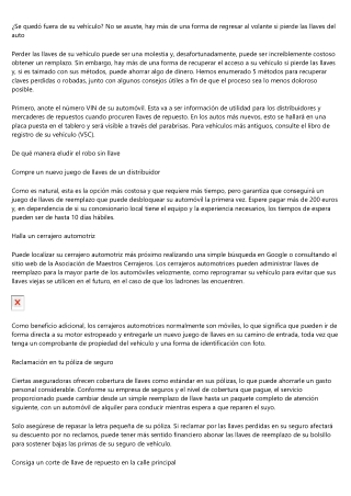 Qué hacer si he extraviado las llaves de mi vehículo ?