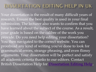 Dissertation Editing Help in UK