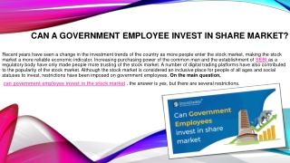 Can A Government Employee Invest In Share Market