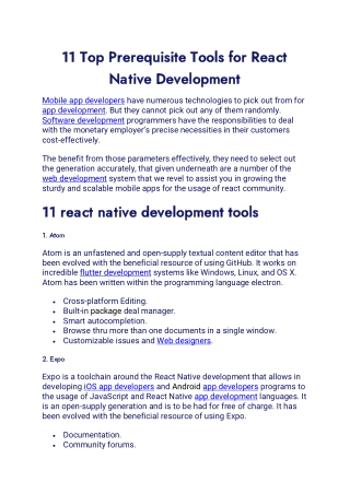 11 Top Prerequisite Tools for React Native Development