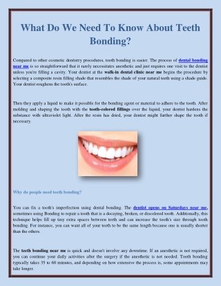 What Do We Need To Know About Teeth Bonding?