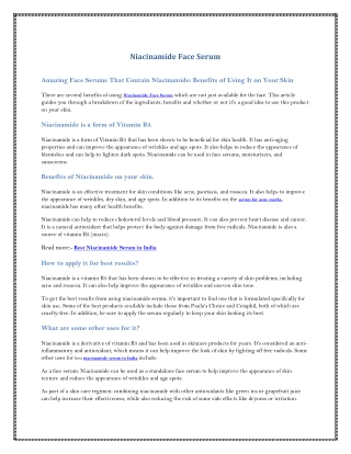 Niacinamide Serum Benefits for Skin
