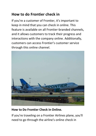 How to do Frontier check in