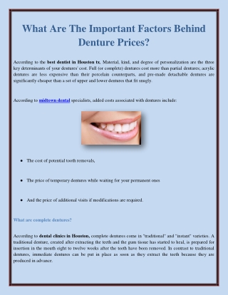 What Are The Important Factors Behind Denture Prices?