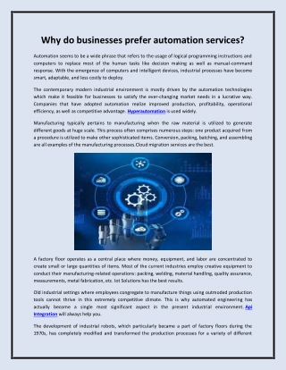 Why do businesses prefer automation services