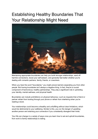 Establishing Healthy Boundaries That Your Relationship Might Need
