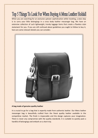 A Gentleman’s Guide to Buying the Perfect Mens Leather Messenger Bag