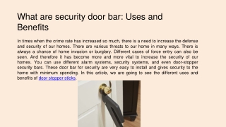 What are security door bar_ Uses and Benefits