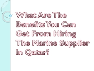 What Are The Benefits You Can Get From Hiring The Marine Supplier In Qatar?